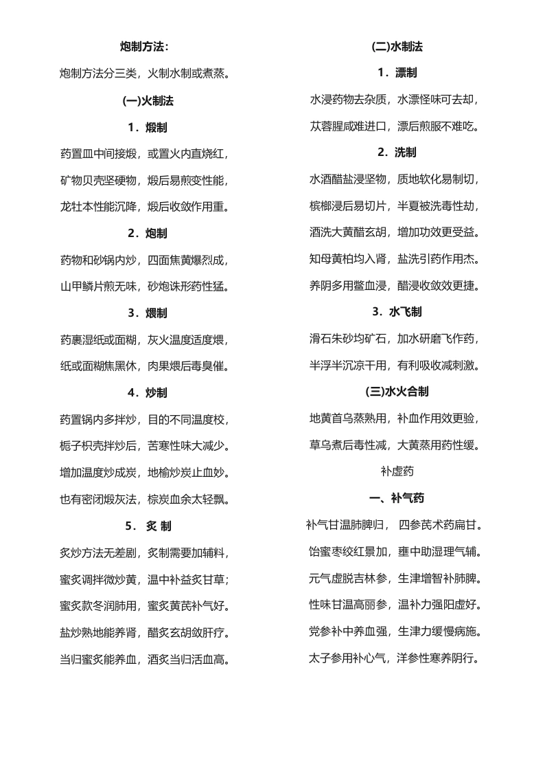 中药学速记口诀