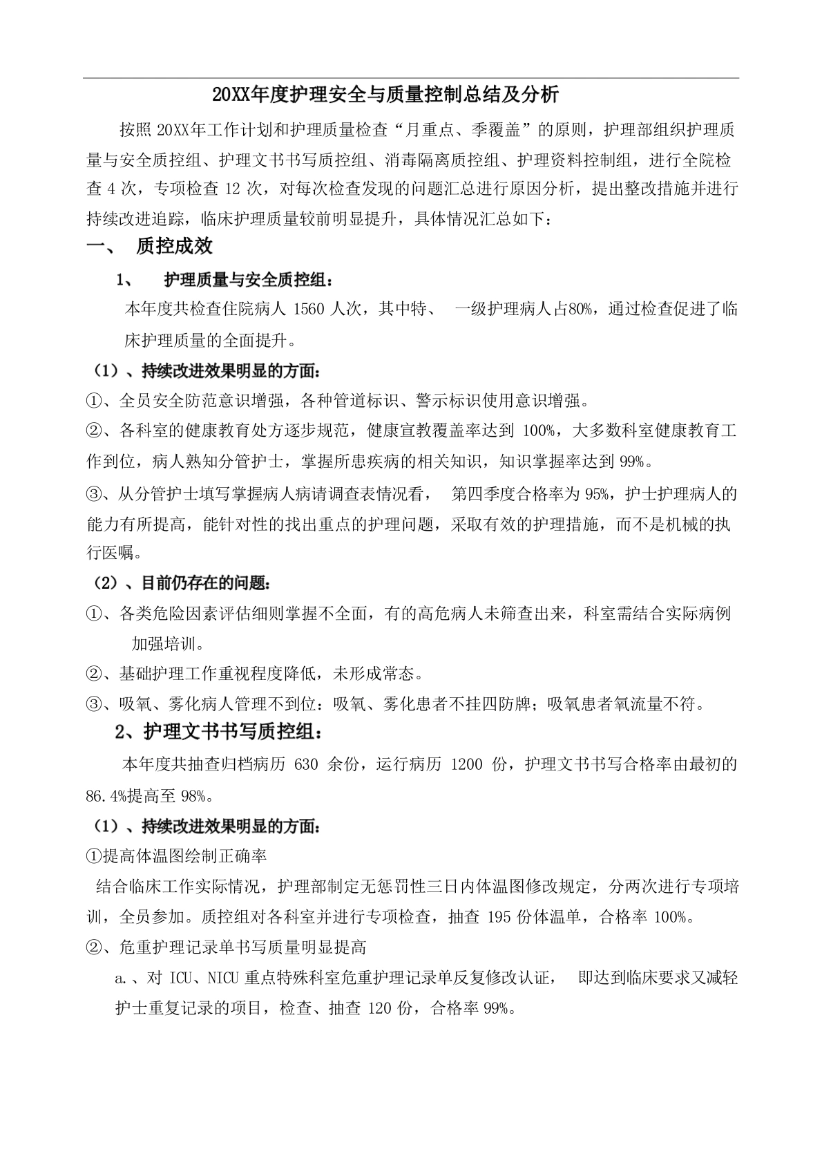 护理质控总结及分析-医护课栈